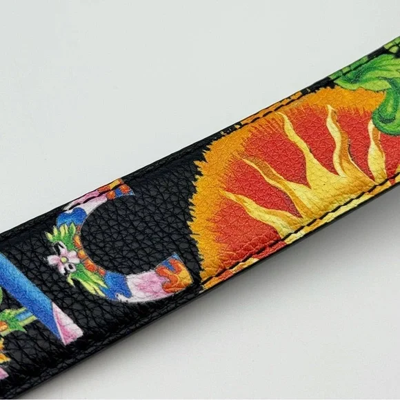 VERSACE Beverly Palm Medusa Leather Belt In Black